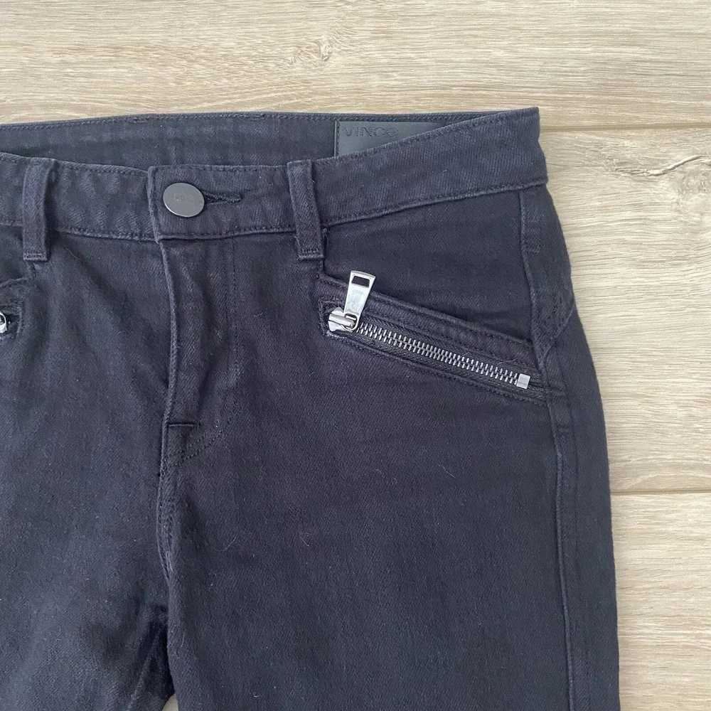 Vince Sz 25 Black Cargo Skinny Jeans Denim Zip Cotton Elastane Women Pockets USA